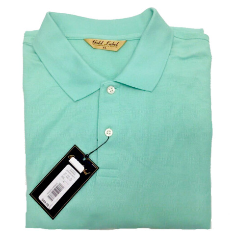 Roundtree and Yorke Mens Button Down Short Sleeve Polo in Mint Green Size XL