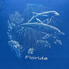 Vintage 90s Florida Dolphin Fish Ocean Sea Life Nature Graphic T-Shirt USA Large