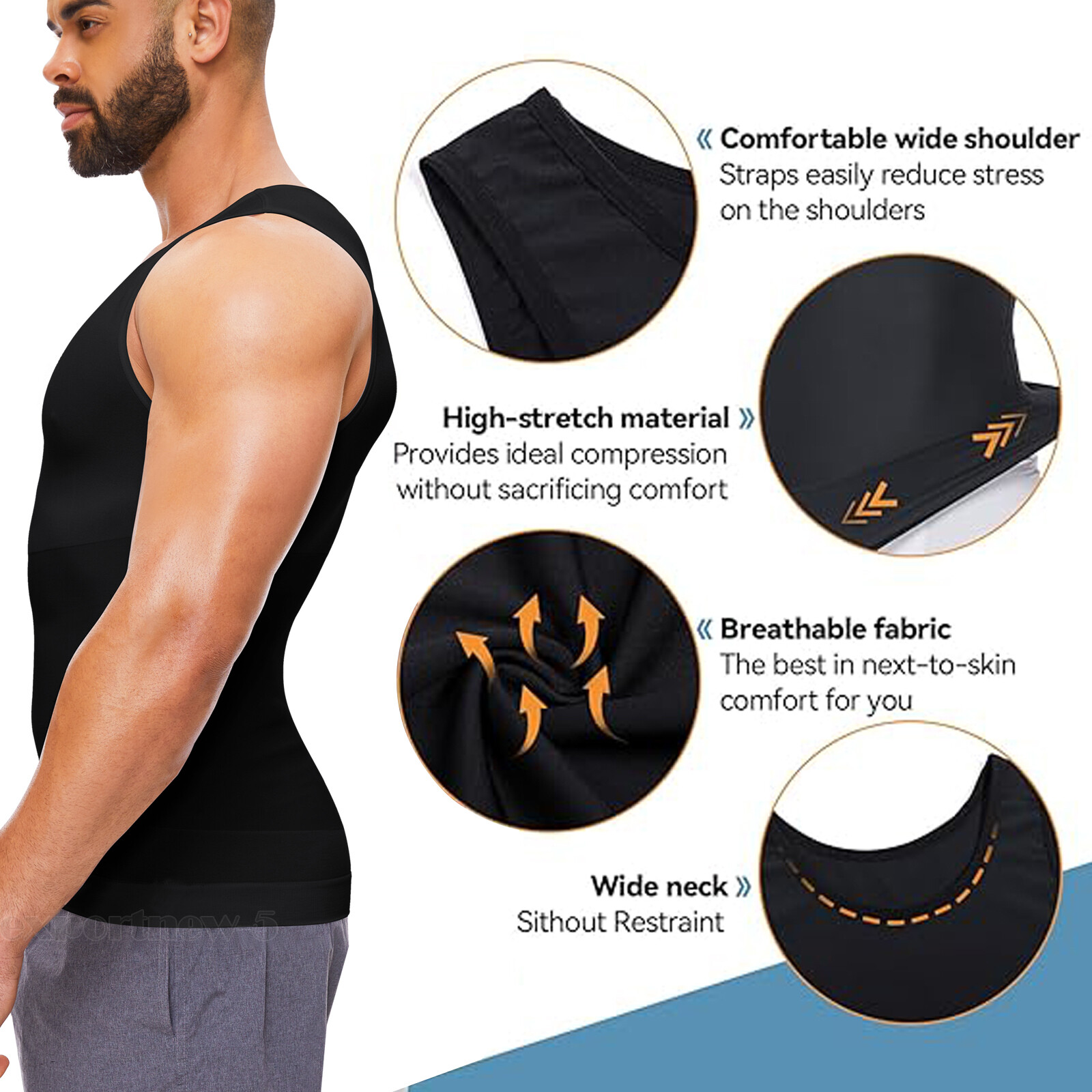 Men's Body Shaper Gynecomastia Compression Ionic Shaping Shirt Slimming Tank Top gallery