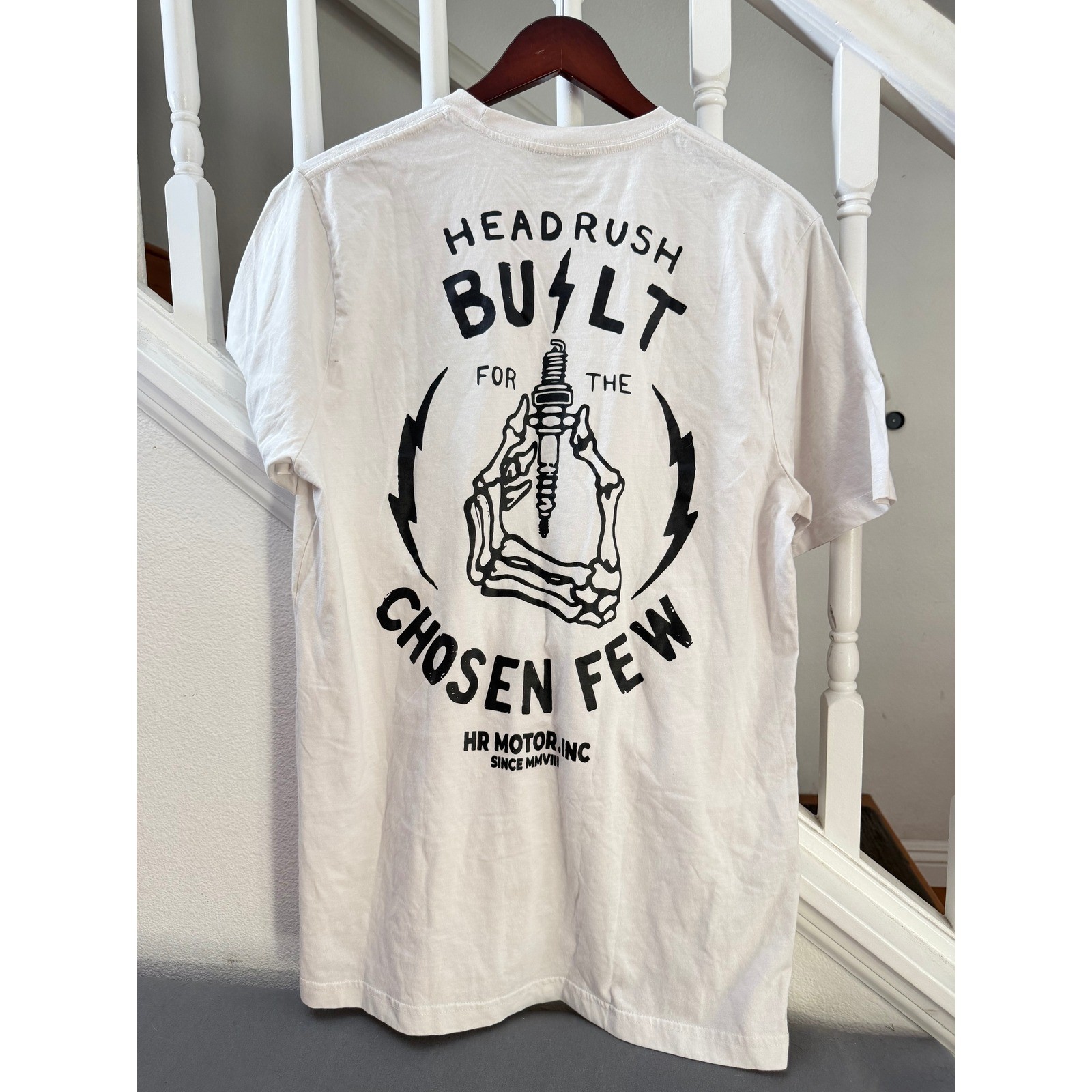 Headrush Mens White Built For The Chosen Few HR Motor Inc Graphic T-Shirt Size M gallery