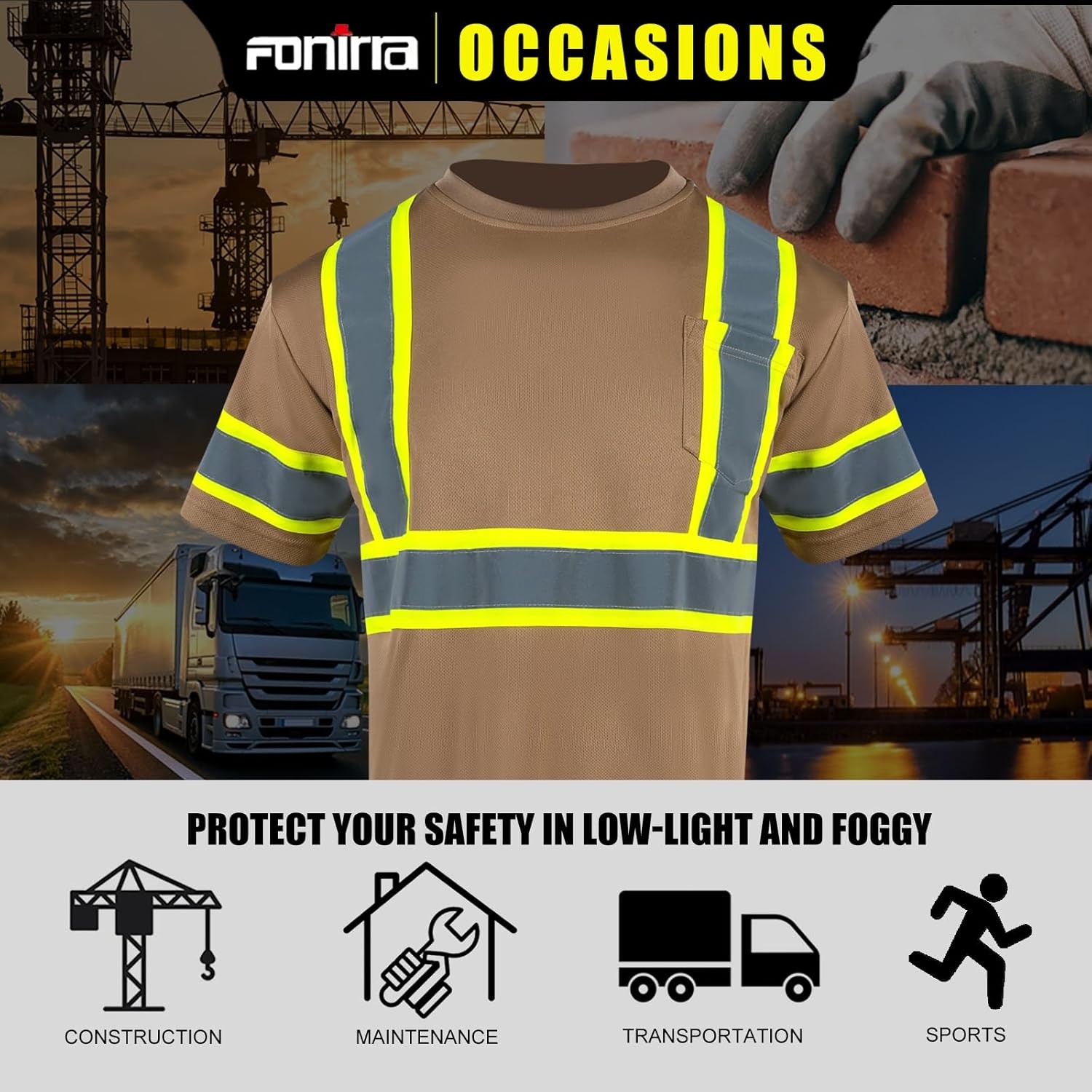 Safety Reflective High Visibility Shirt for Men ANSI Class 3 Hi Vis Construction gallery