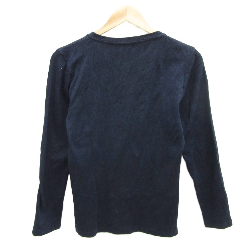 5351 Pour les Hommes Navy Wool Blend V-Neck T-shirt Cut & Sew Plain Used gallery