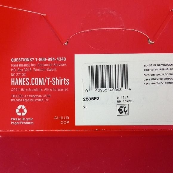 Hanes Size XL T-Shirts 3-Pack Comfort Blend Tagless Lay Flat Collar White NEW gallery