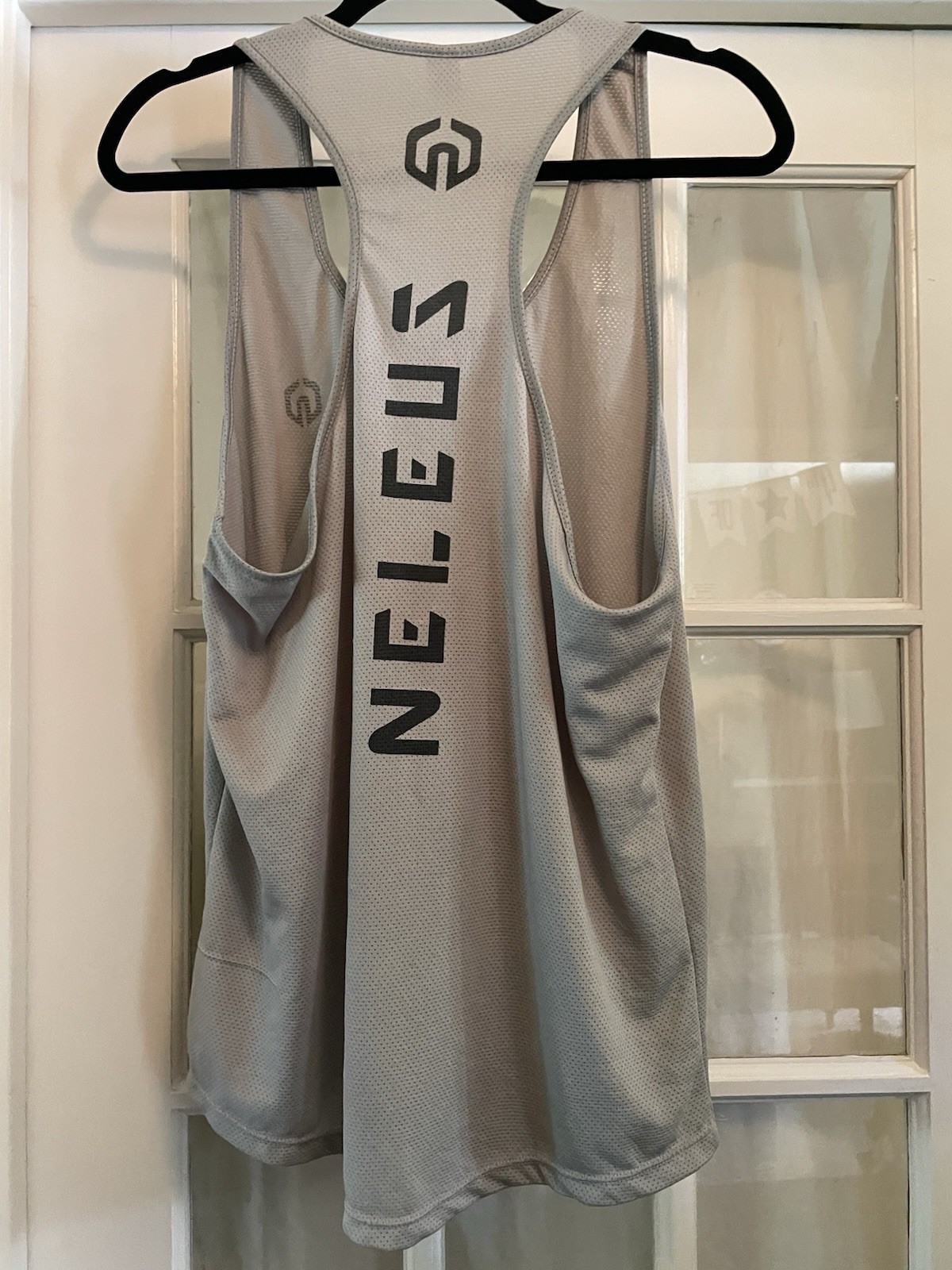 NELEUS Men’s LARGE Gray Dry Fit Logo Muscle Mesh Gym Workout Exercise Tank Top! gallery