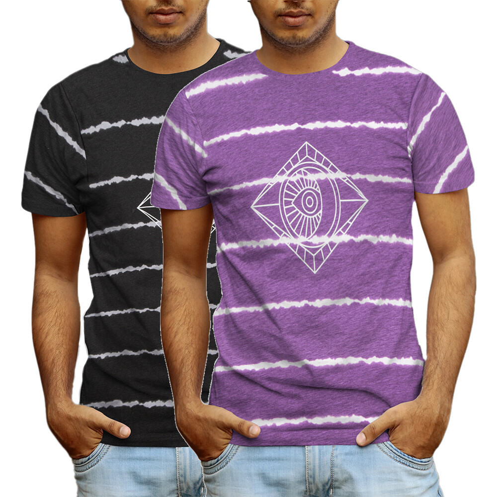 Beautiful Giant Devil's Eye Series Mens Striped T-Shirt Crew Neck Sportwear Tee gallery