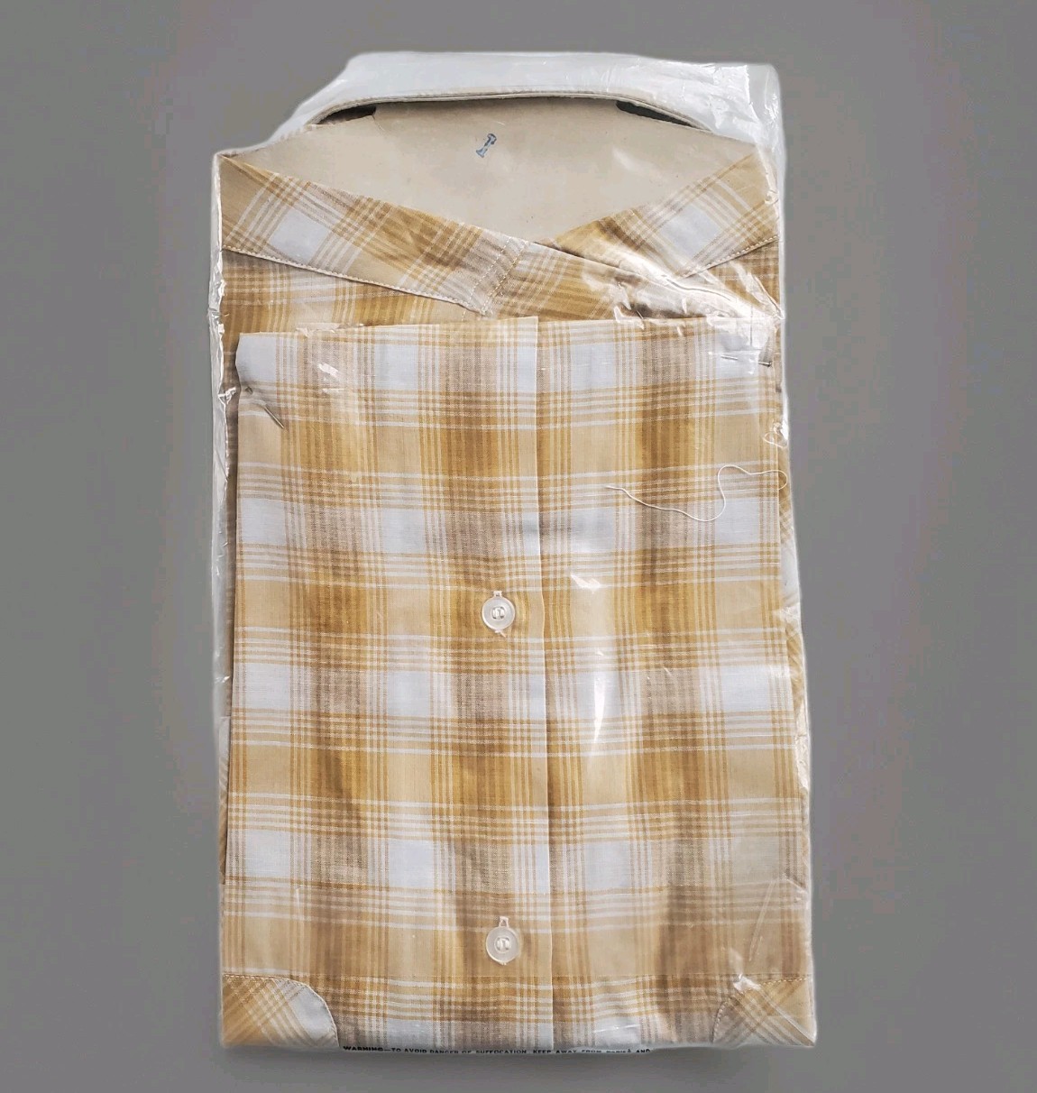 Vtg 50s Loop Collar Short Sleeve Camp Shirt Men M Plaid SANFORIZED NOS Old Stock gallery