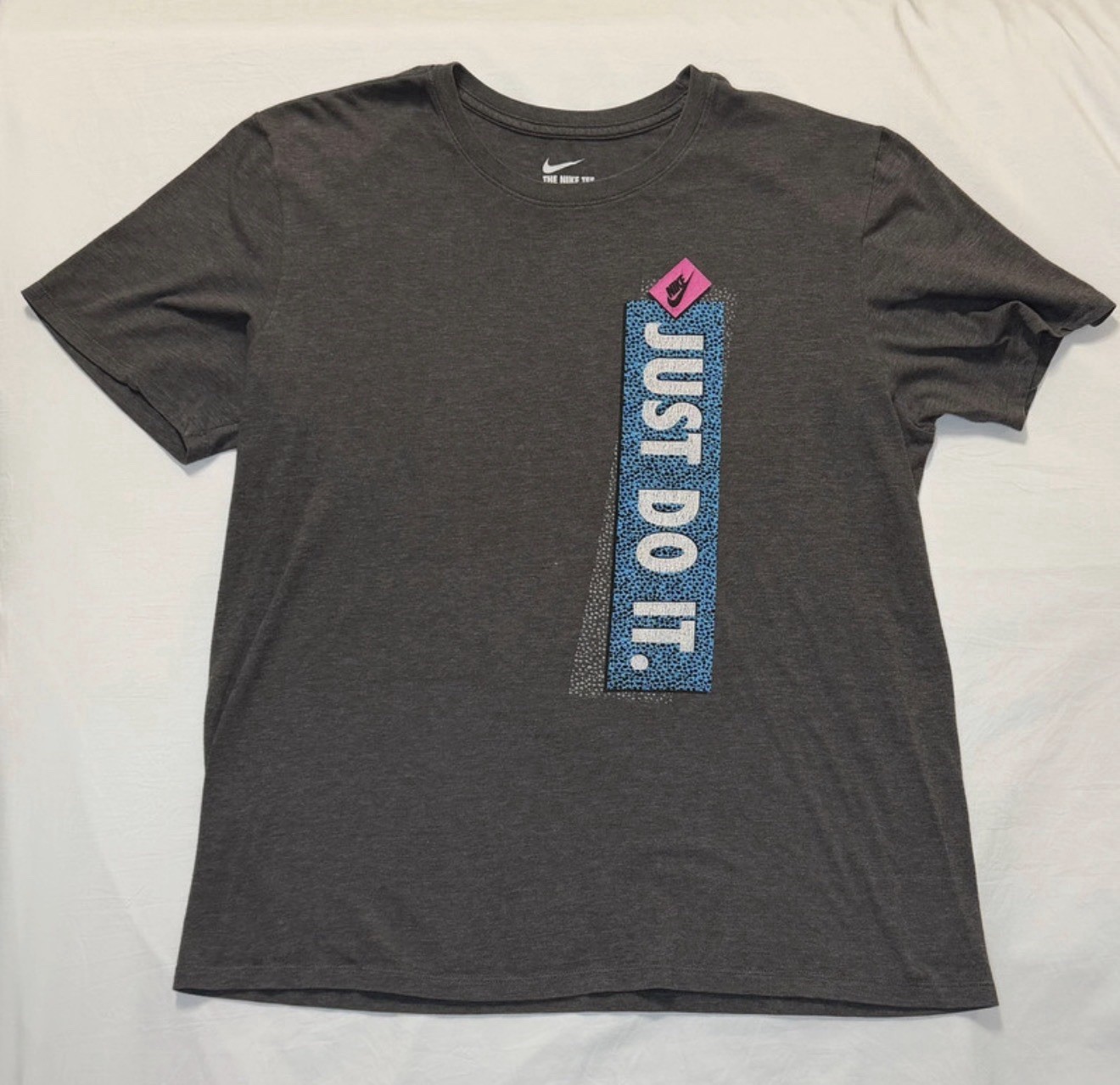 Nike Just Do It Shirt Mens L Gray Retro 90s Graphic Tee Athletic Cut Large EUC gallery