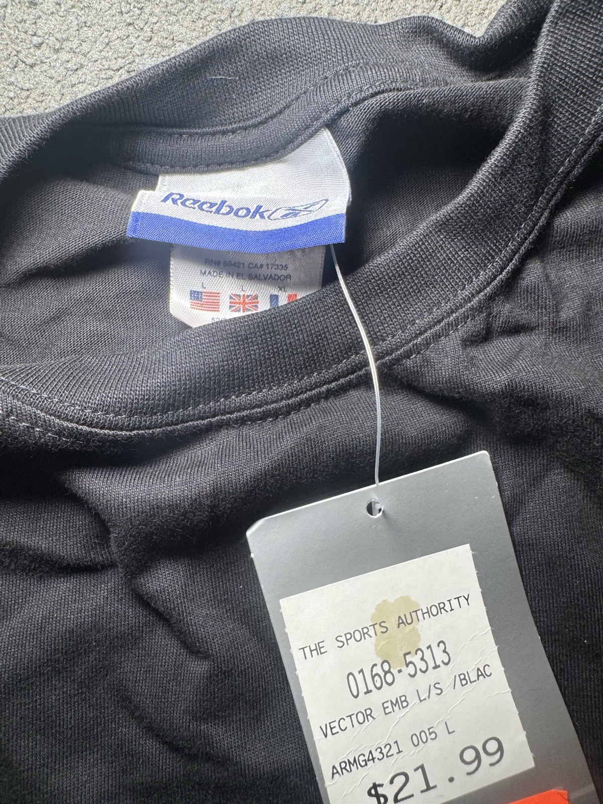 Vintage Reebok Vector Logo Long Sleeve Shirt Black Mens Large NWT Y2K gallery