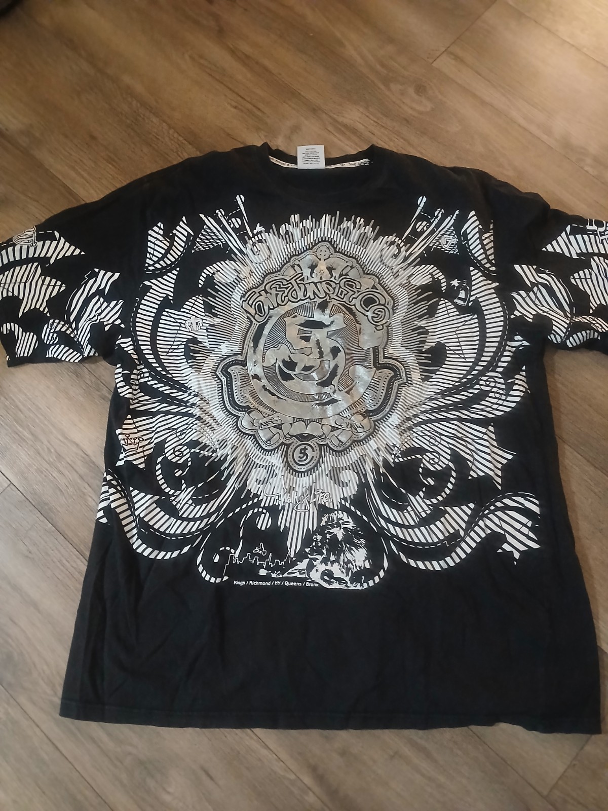 5ive Jungle Men’s 5XL Black Graphic Logo Short Sleeve Crew Neck Cotton T-Shirt