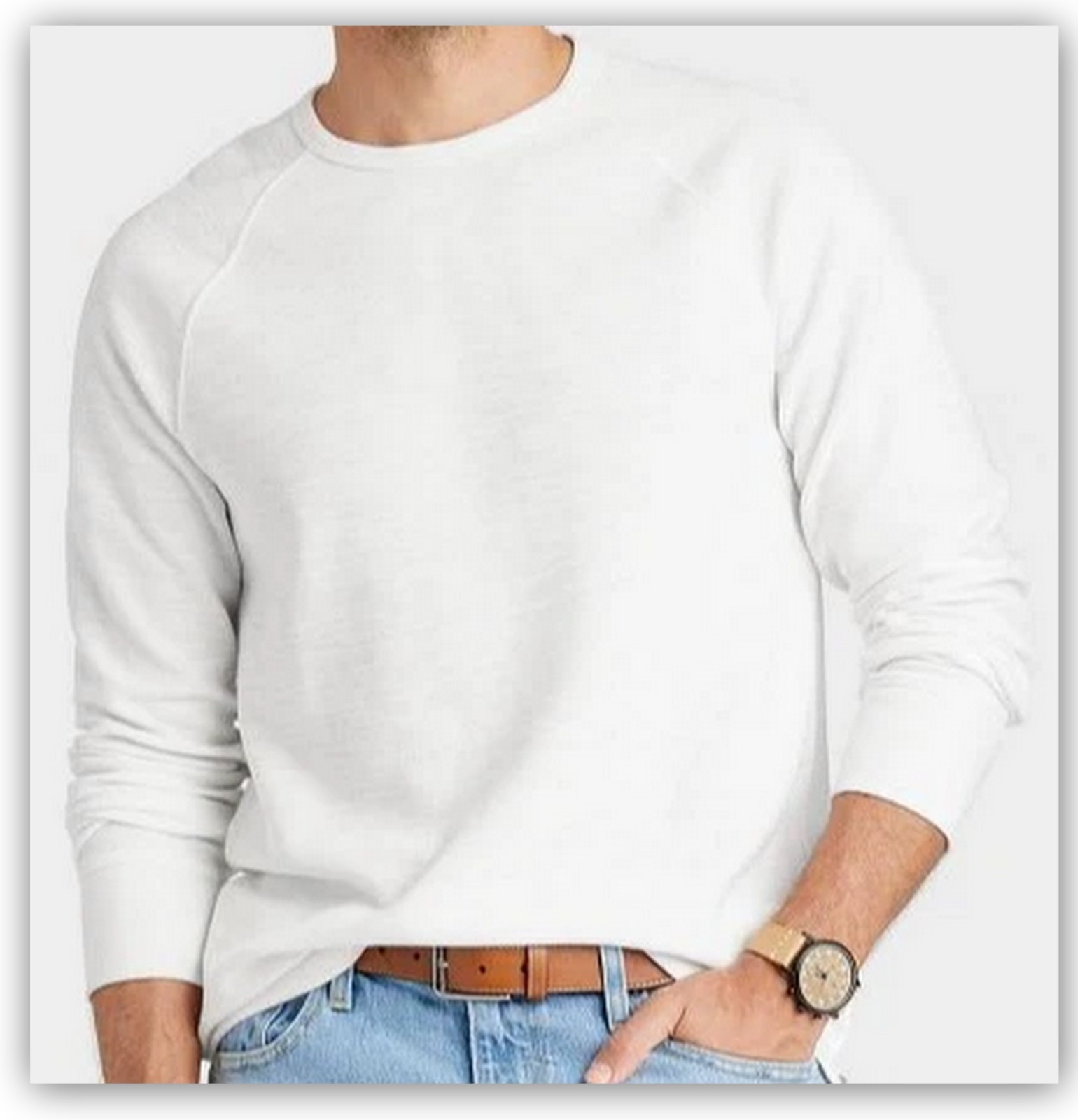 Men's Long Sleeve TEXTURED PULLOVER Shirts Crewneck Goodfellow gallery