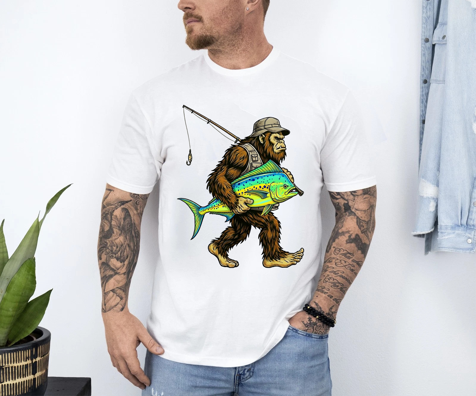 Mahi-Mahi Bigfoot Fisherman Saltwater Fishing Sasquatch Performance T-Shirt gallery