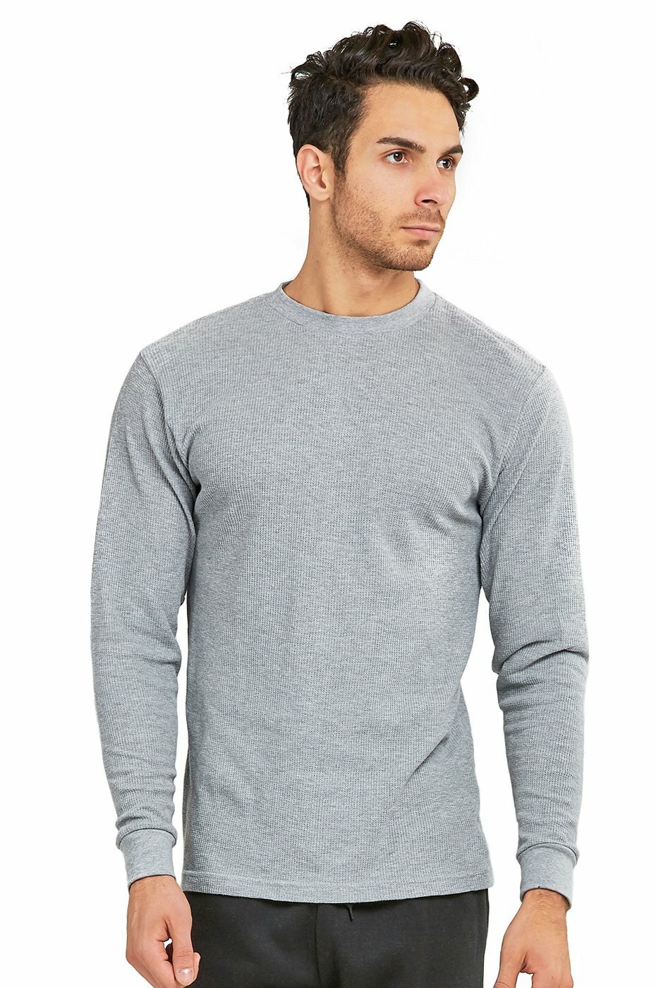 Thermal Shirt COTTON Warm Medium Weight Long Sleeve Crew Neck Waffle Men's gallery