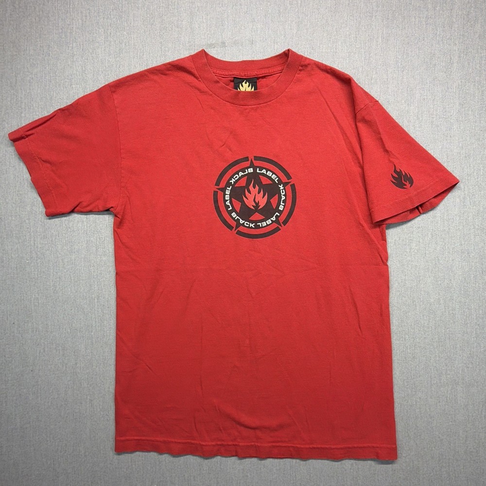 Vintage Black Label Skateboards Flame Logo Skater Y2K Skater Grunge
