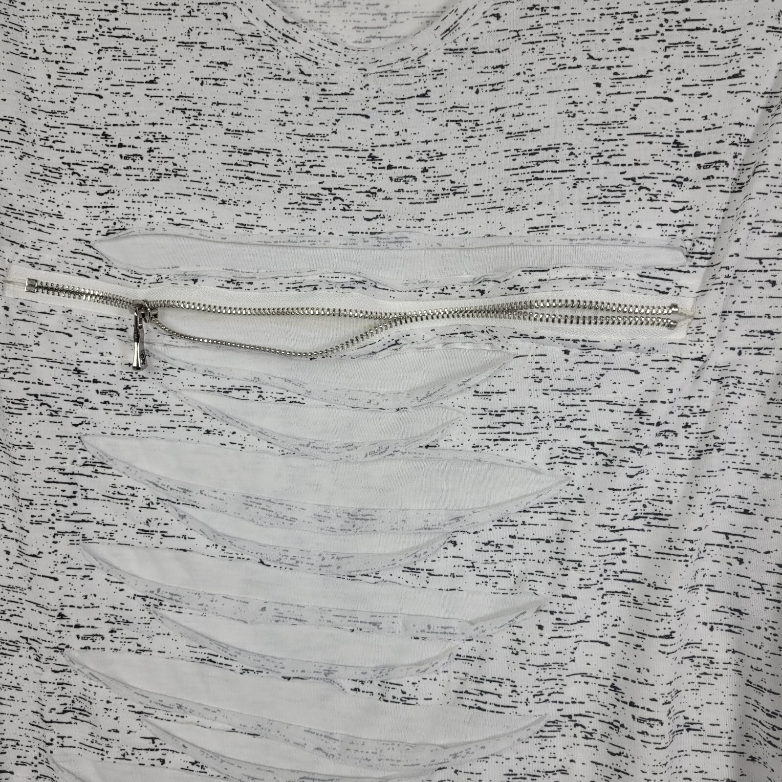 Carbon Mens T Shirt Size L Distressed White Gray Knit Rayon Crew Neck 70's gallery