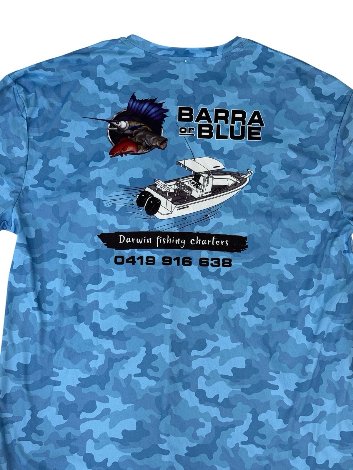 Undertow Saltwater Apparel Mens 2XL Blue Fishing Shirt Stretch UV Sun Shirt gallery