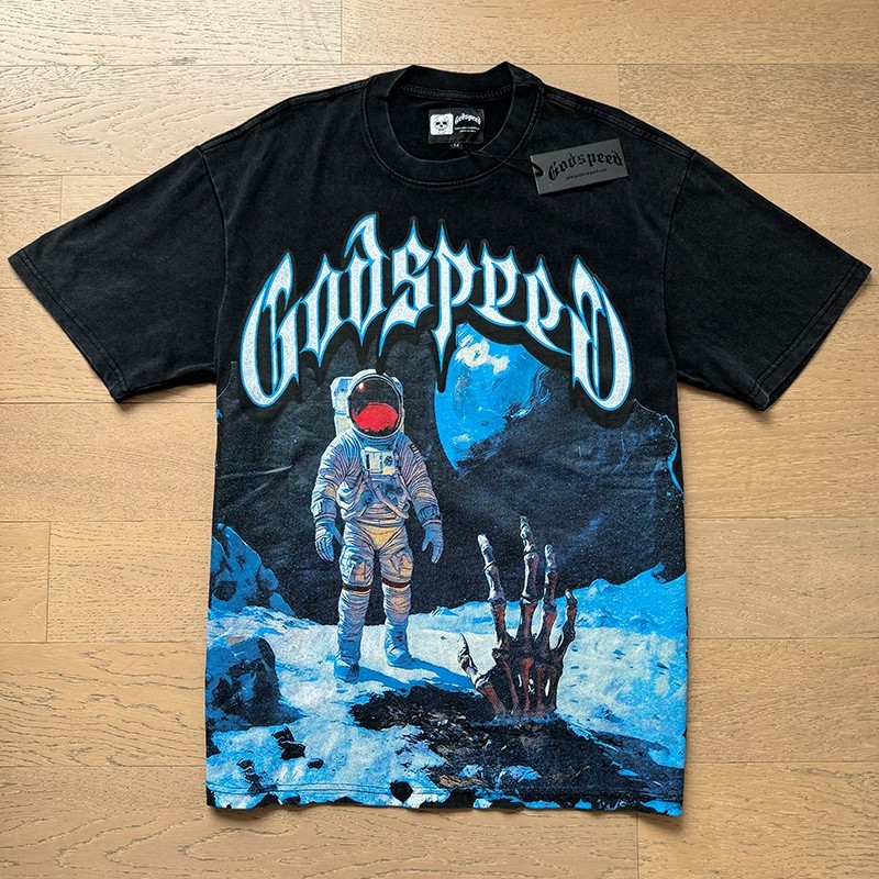 Mens Godspeed Skeleton Palm Astronaut print Tee Short sleeved T-shirt Black gallery