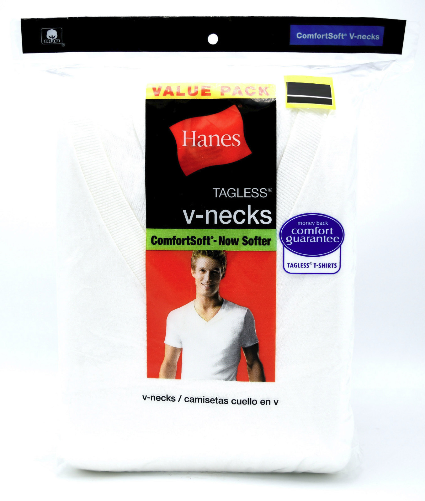 7 Hanes White Small S 34-36 Inch V-Neck T-Shirts Tagless ComfortSoft P 85-90 CM gallery