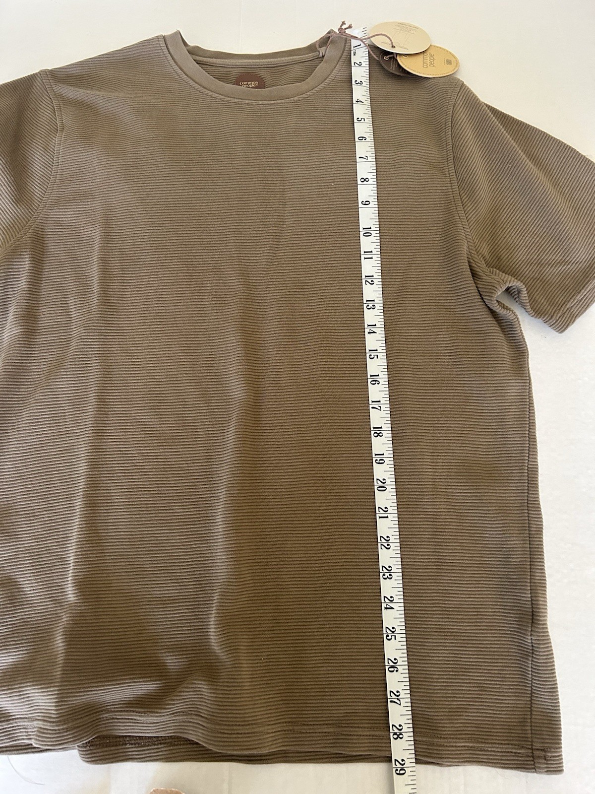 COMMON PEOPLE Ottoman Texture T-Shirt Large Ribbed Short Sleeved Brown gallery