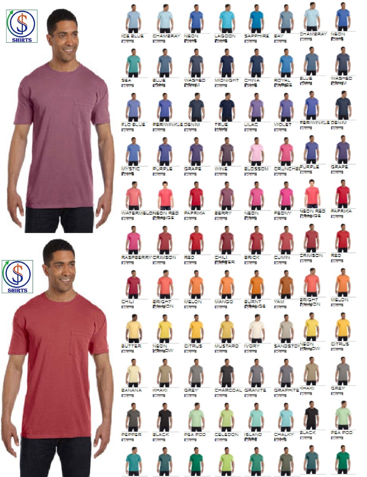 Brand New Comfort Colors 6030 Garment-Dyed Heavyweight Pocket T-Shirt On Sale! gallery