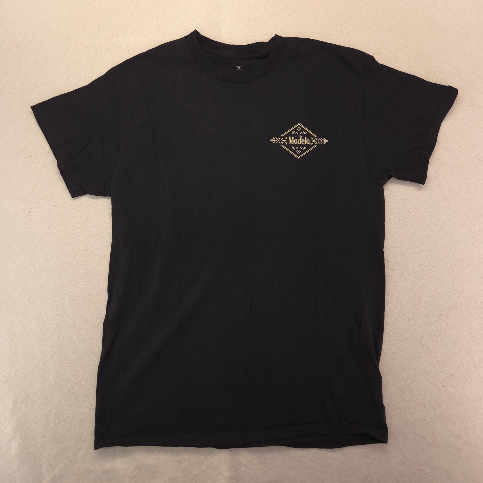 Modelo Short Sleeve Crew Neck Graphic T Shirt Mens Size Medium M Black gallery