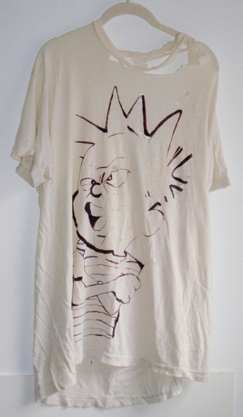 Thrashed Sheer 90s White Men 2XL T-Shirt Hand Drawn Graphic Single Stitch Ripped gallery