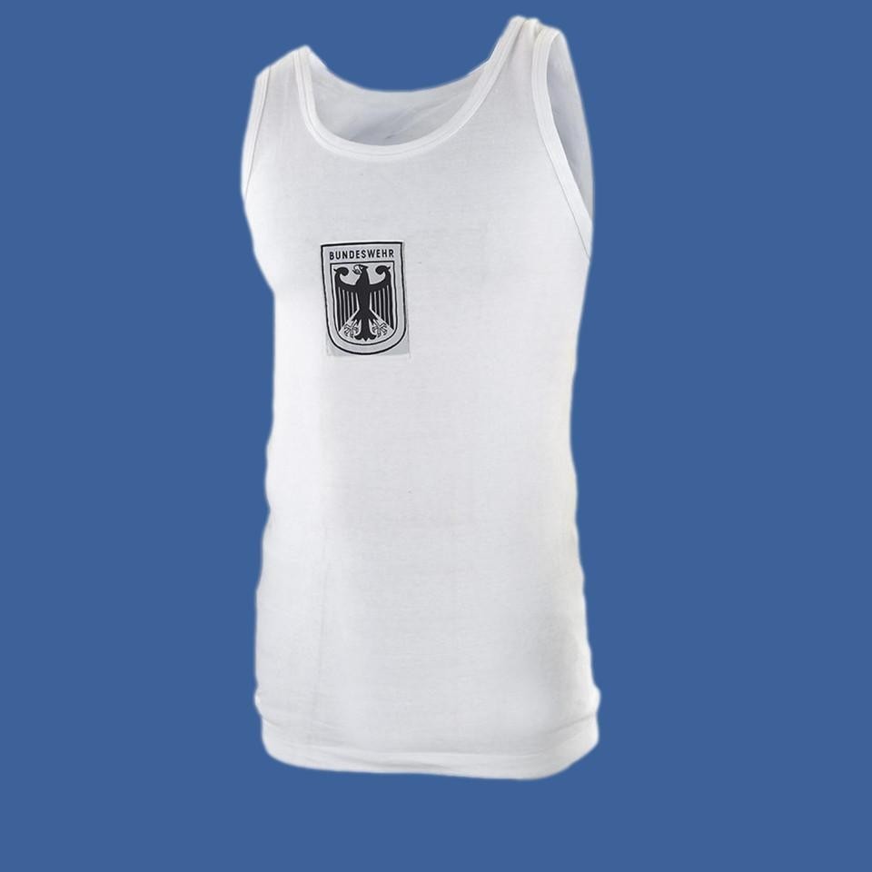 GERMAN MILITARY TANK TOP SHIRT BUNDESWEHR WHITE COTTON PHYSICAL TRAINING P.T.U gallery