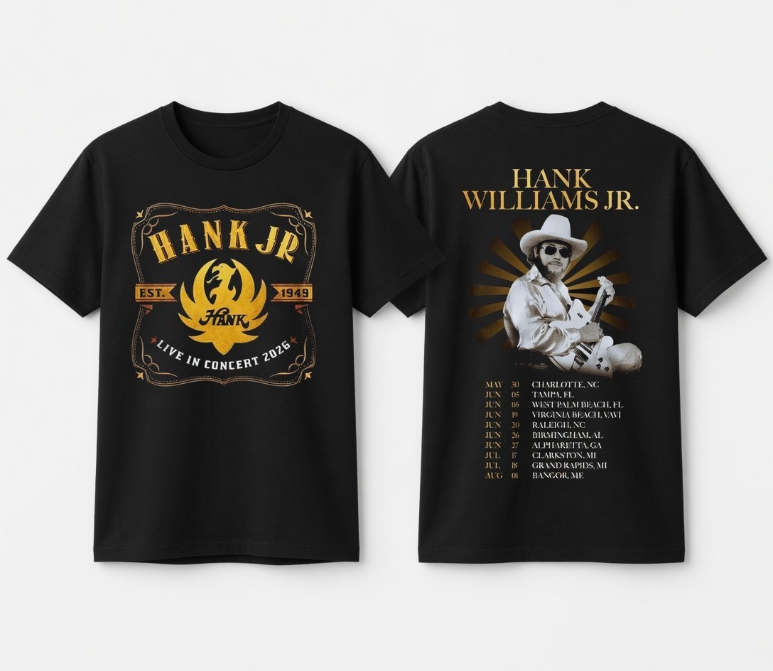 Hank Williams Jr Live In Concert 2026 Tour T-Shirt Black gallery