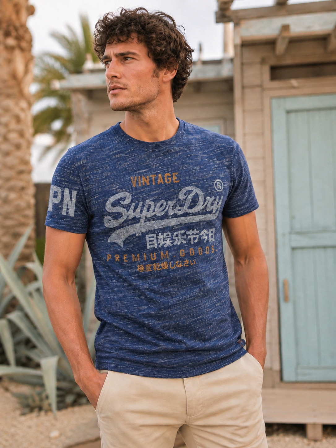 BNWT SUPERDRY Vintage Premium Goods Tee Navy Smoke Graphic Men T-Shirt Small S gallery
