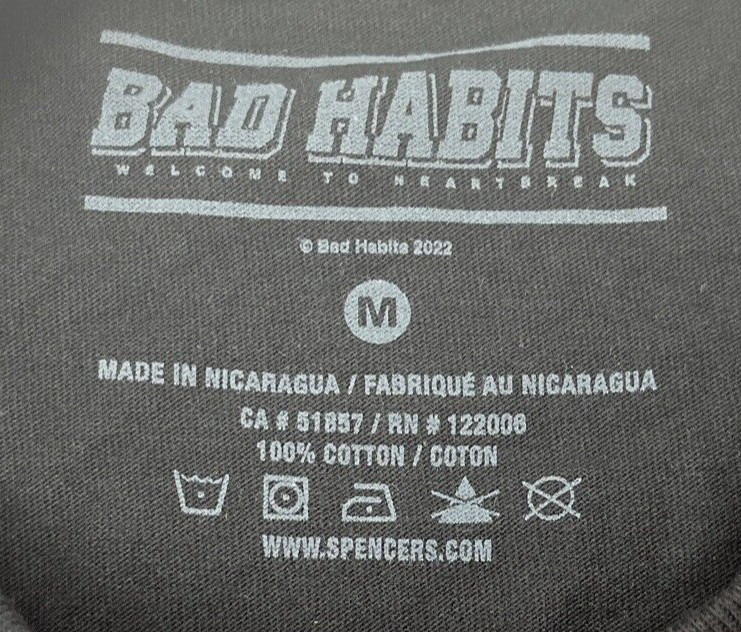 Bad Habits Graphic T-shirt Men's Size Medium Black Crewneck Anime Girl S/S New gallery