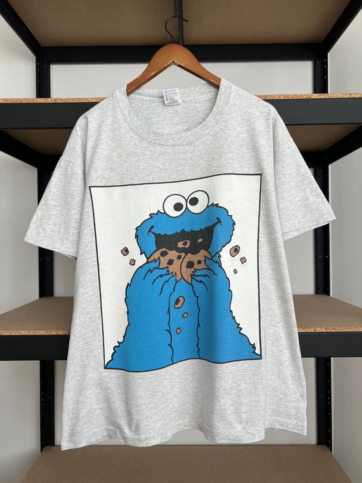 Vintage 90s Jim Henson Cookie Monster Sesame Street Muppets Gray T-shirt Sz XL gallery