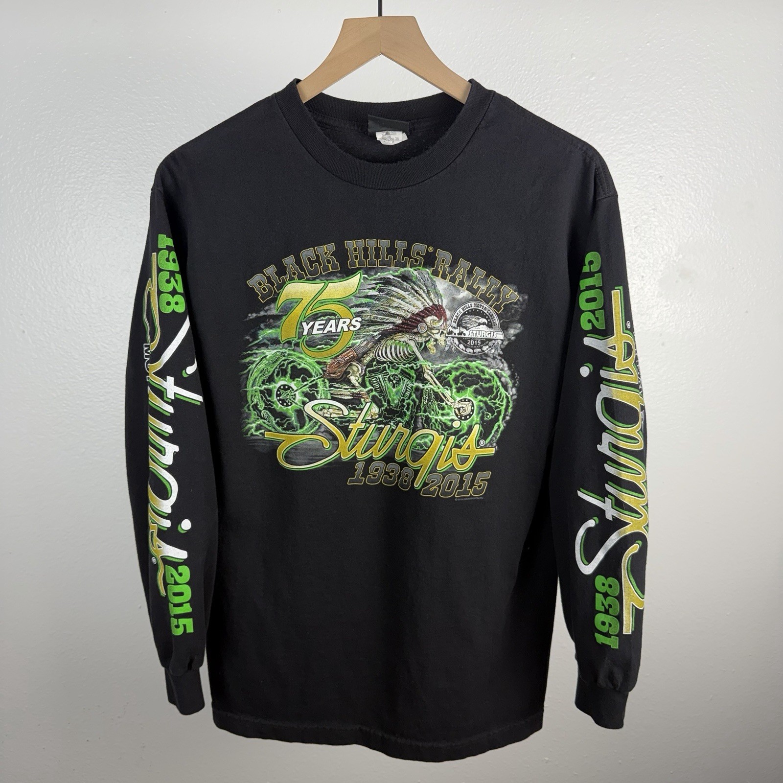 Sturgis Black Hills Rally 75th Anniversary Y2K Long Sleeve T Shirt Size Medium