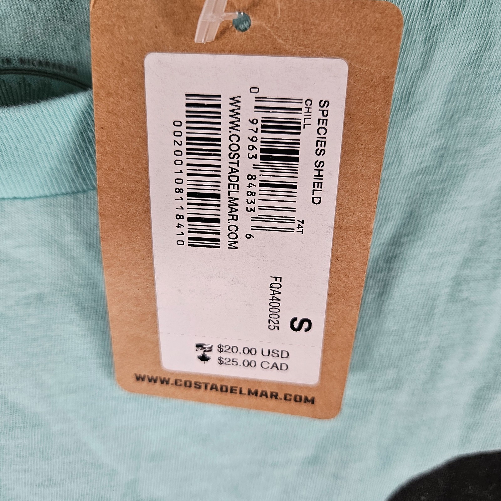 Costa Species Shield Mens Short Sleeve T-Shirt in Teal size Small NWT gallery