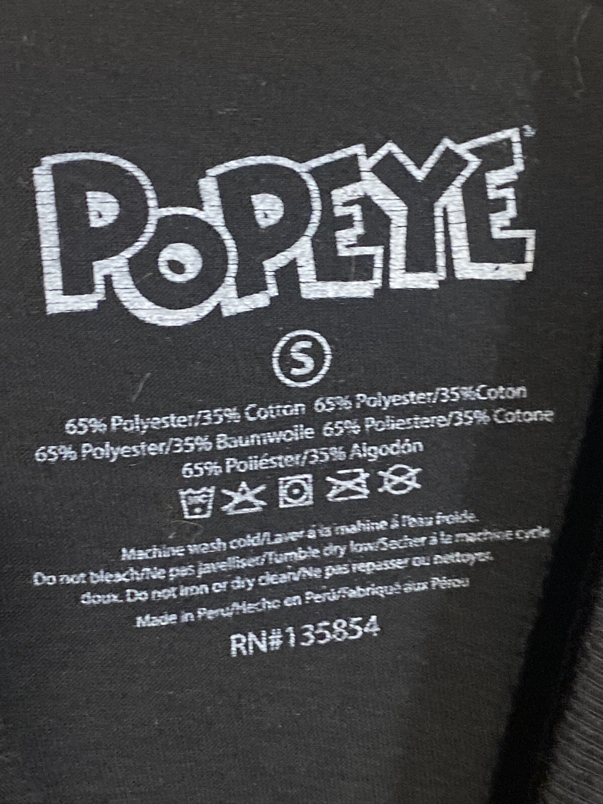 Popeye NASA T Shirt Adult Black Size Small Men Cotton Poly EUC gallery