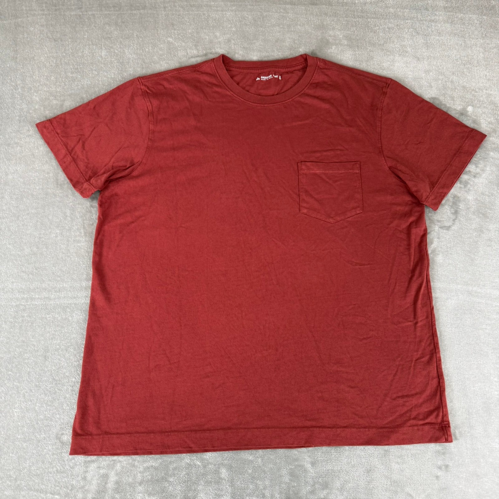 American Giant Pocket Tee T-Shirt Mens Large Spiced Apple Red Crewneck USA NWOT gallery