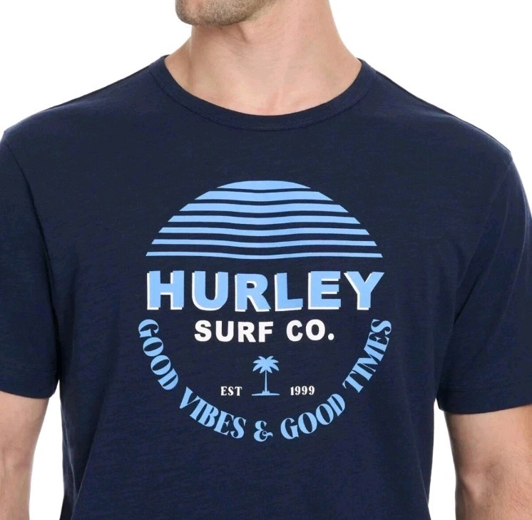 Hurley Men’s 2-Pack Graphic Logo 100% Cotton Knit Classic Fit Crew Tee XL Blue! gallery
