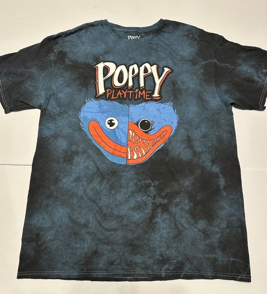 Poppy Playtime Huggy Wuggy Split Duality Blue Tie-Dye Mens Size M