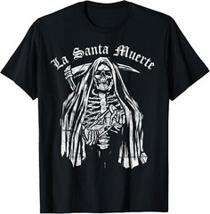 Min NEW LIMITED La Santa Muerte Skeleton Grim Reaper T-Shirt
