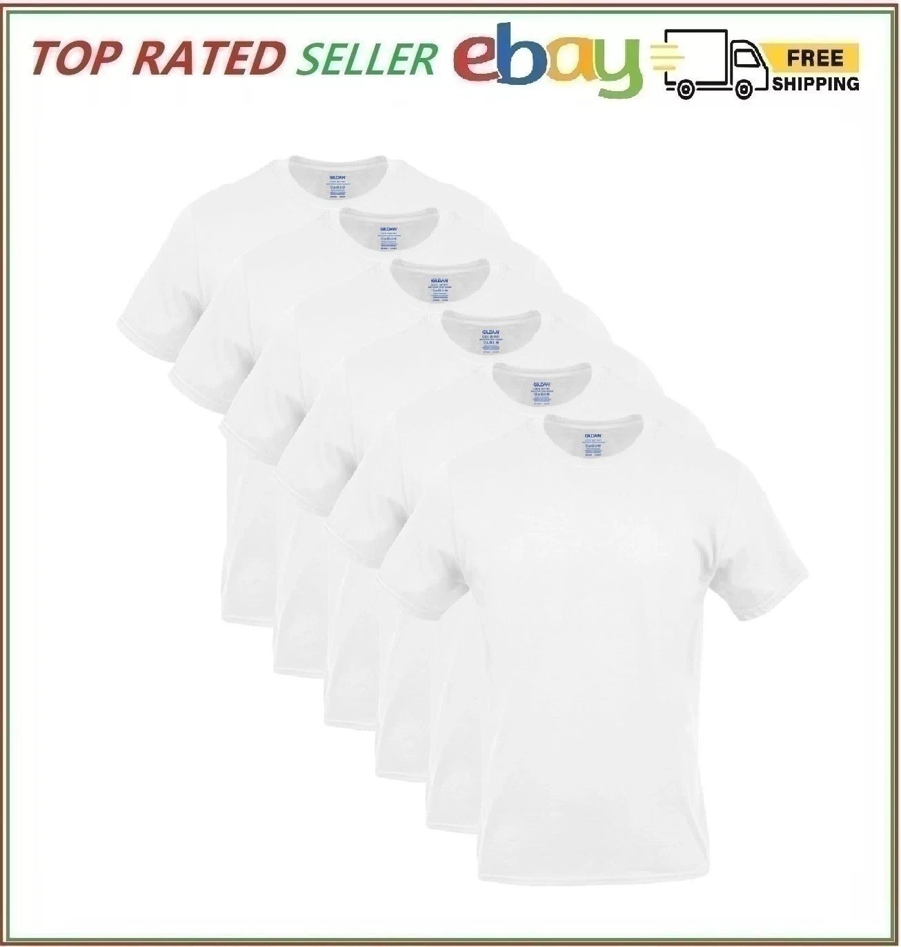Gildan Men's Crew T-shirts, Multipack, Style G1100, White 6-Pack ( Select Size) gallery