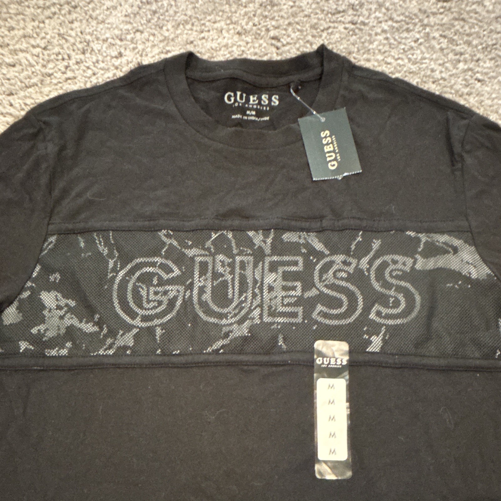 GUESS Atlas Fashion Crew Men's Black Logo Cotton Jersey Crew Neck T-Shirt M gallery