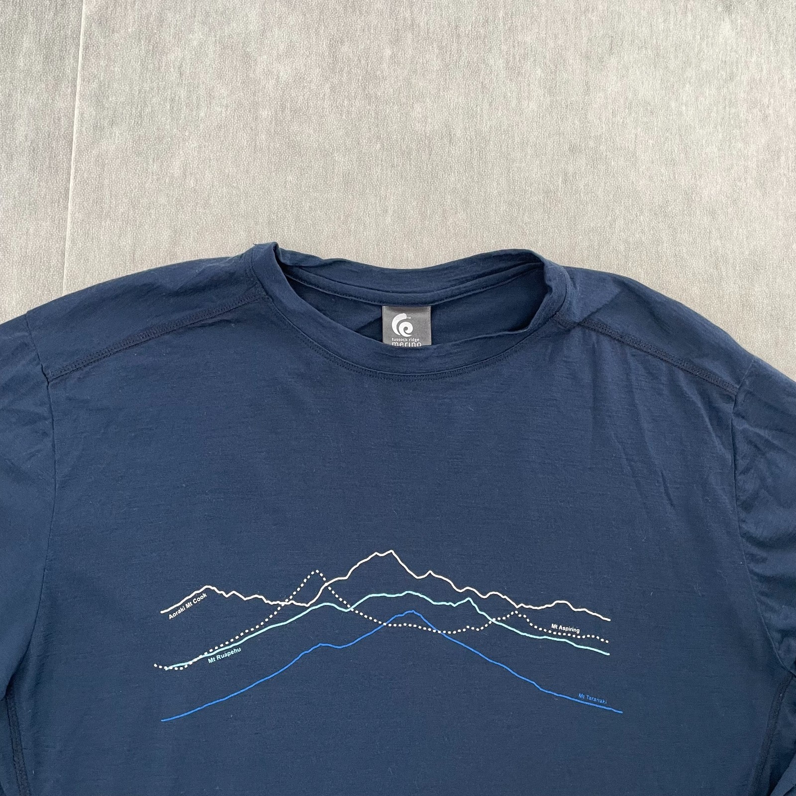 Tussock Ridge Shirt Adult XL Blue Merino New Zealand Mountain Map Graphic Mens gallery