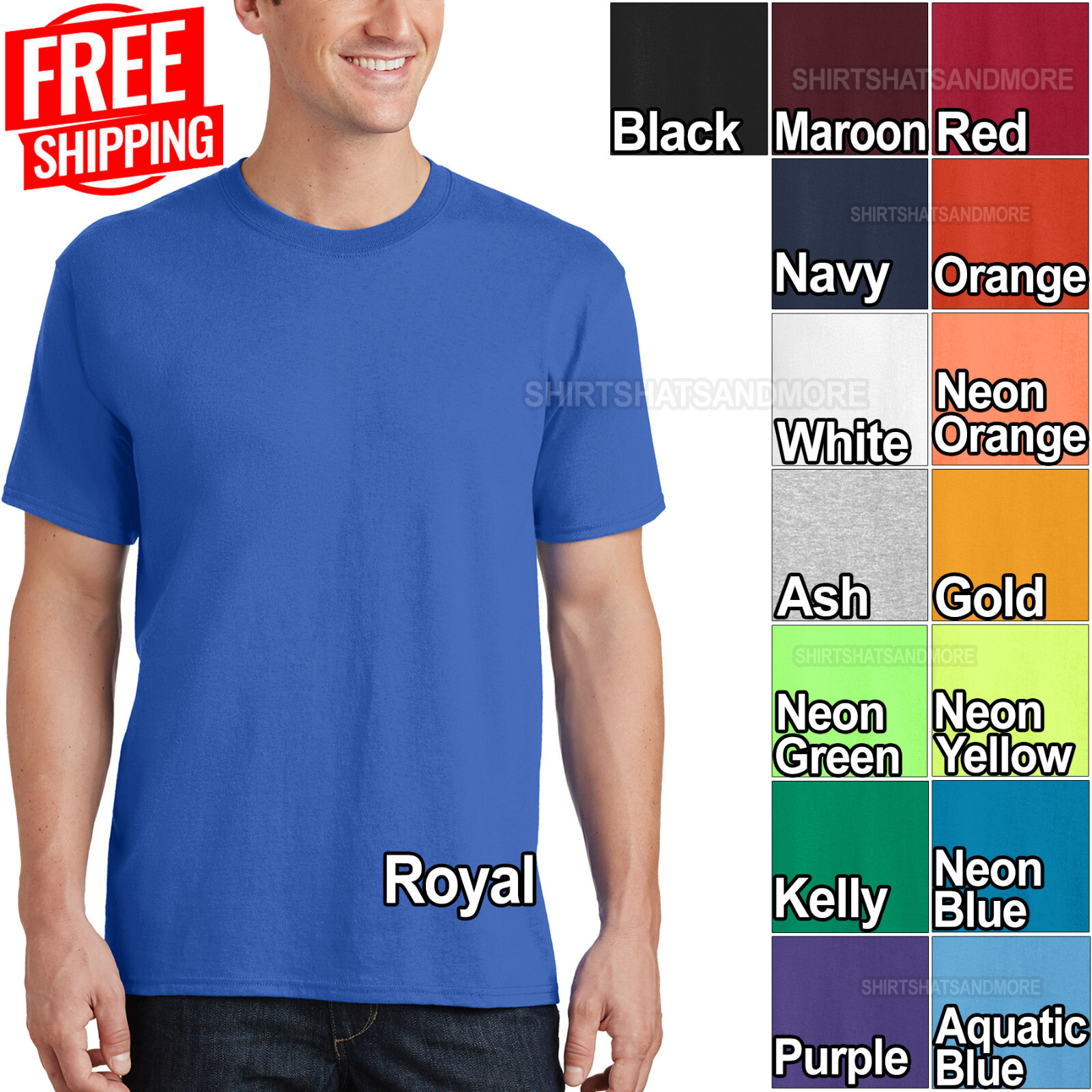 TALL Mens 100% Cotton Tee Classic Fit T-Shirt LT, XLT, 2XLT, 3XLT, 4XLT NEW! gallery