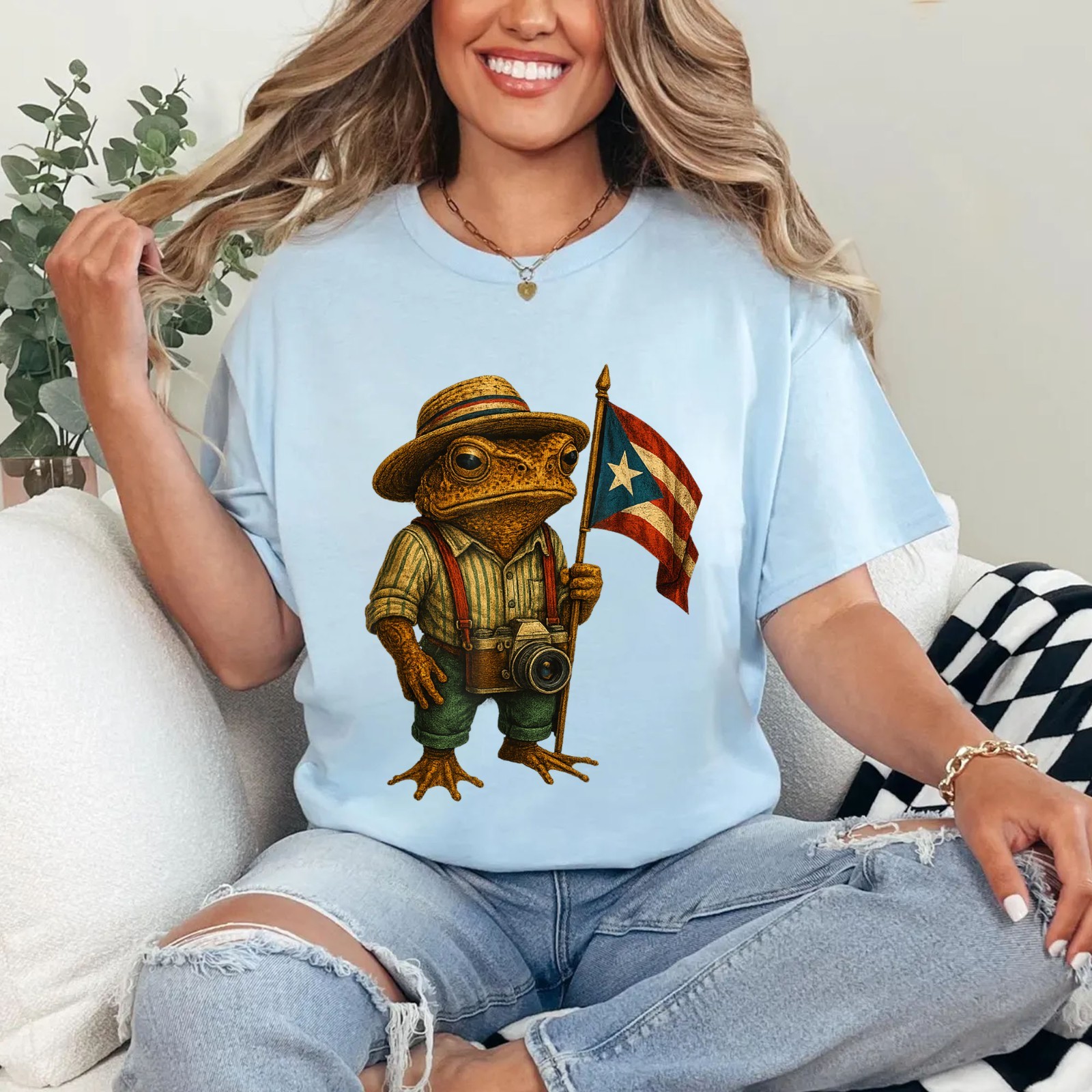 Coqui Frog Puerto Rico Puerto Rican Flag Taino Boricua T-Shirt gallery