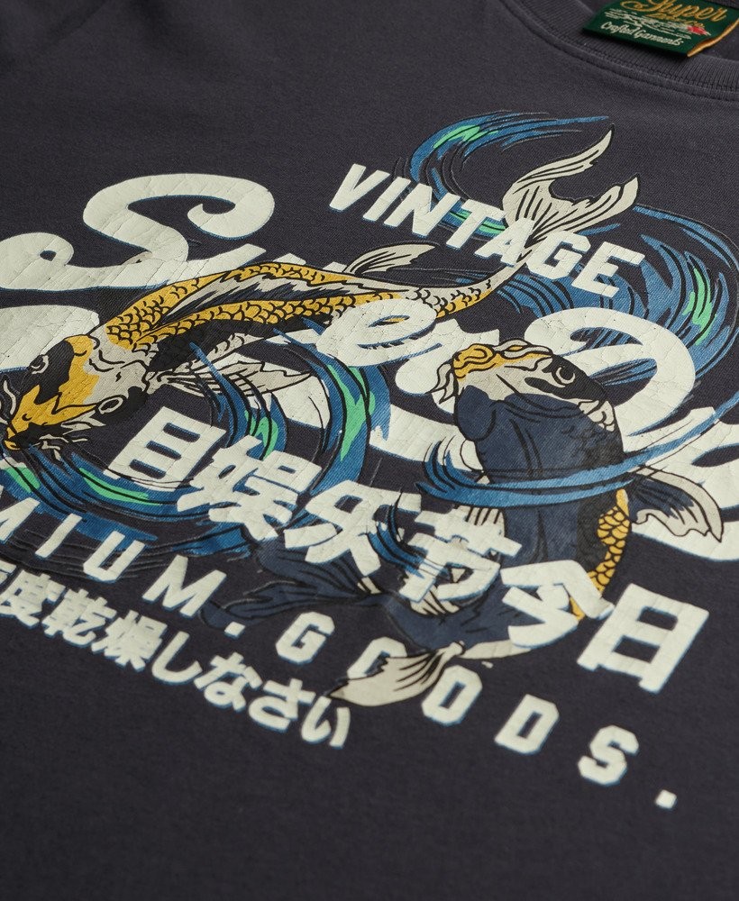 Superdry T-Shirt Short Sleeve Crew Neck Top VL Tokyo Relaxed Tee Blue Dark Grey gallery
