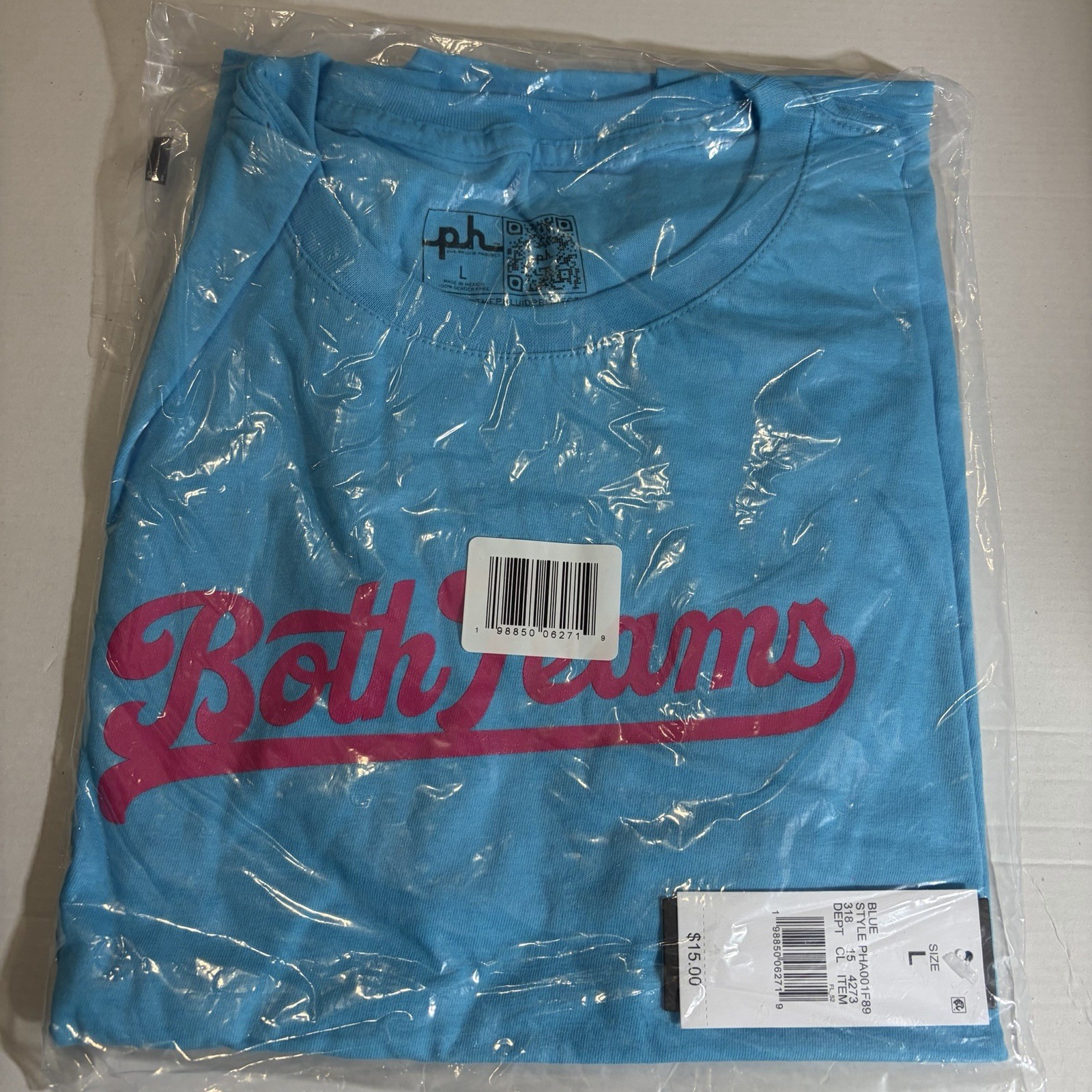 NWT Both Teams LGBTQ Pride T Shirt Bisexual Mens Unisex Sz LARGE Blue Pink gallery