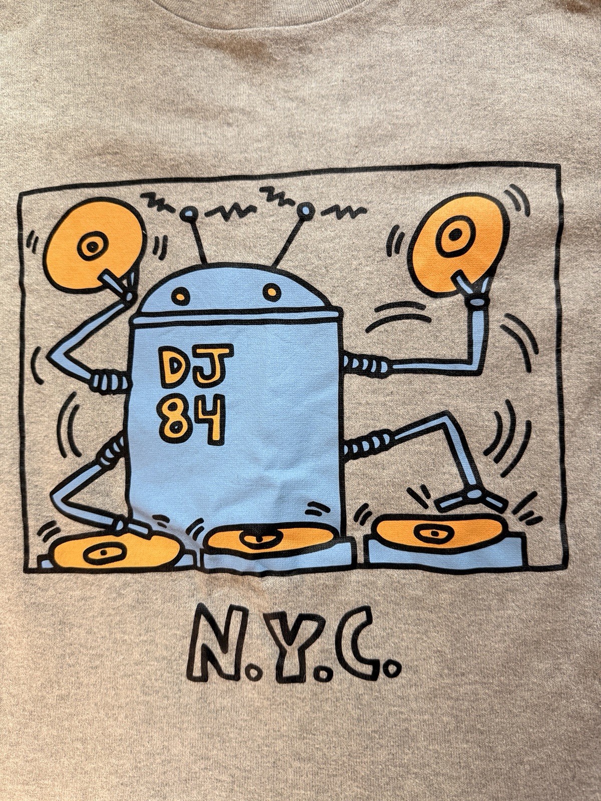 Uniqlo SPRZ NY Keith Haring DJ Robot NYC Graphic Tee T-Shirt Medium Gray gallery