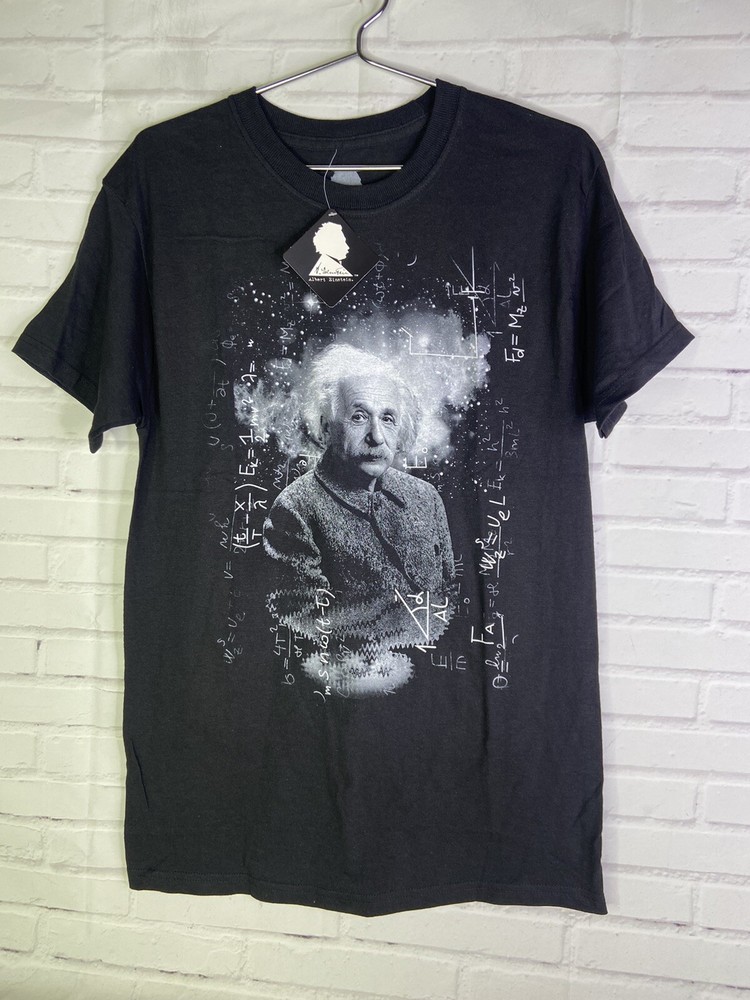 Albert Einstein Equations Graphic Licensed Tee T-Shirt Black Mens Size M