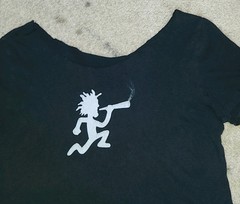 Size L Black Insane Clown Posse Hatchetman CUT OFF SHOULDER Cotton T-Shirt