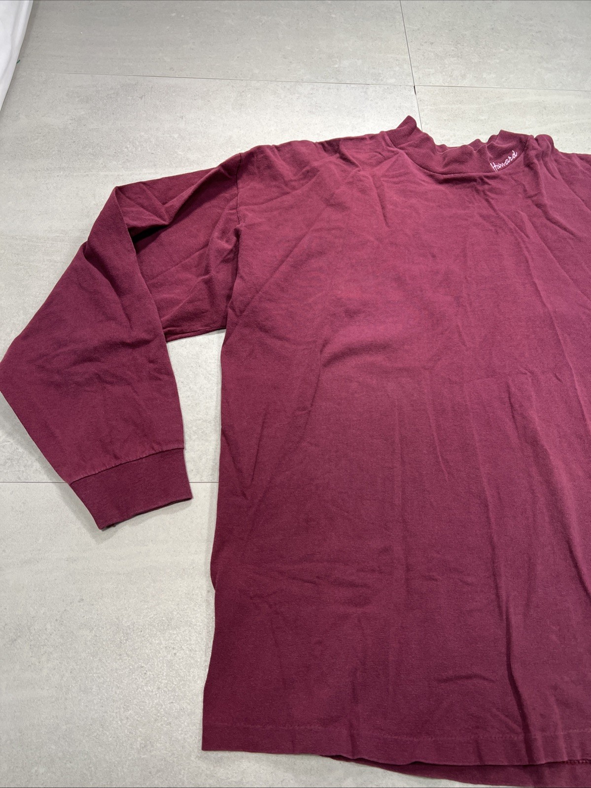 Vintage Harvard Logo 7 USA Made Mock Neck Long Sleeve Shirt XL 90s Embroidered gallery