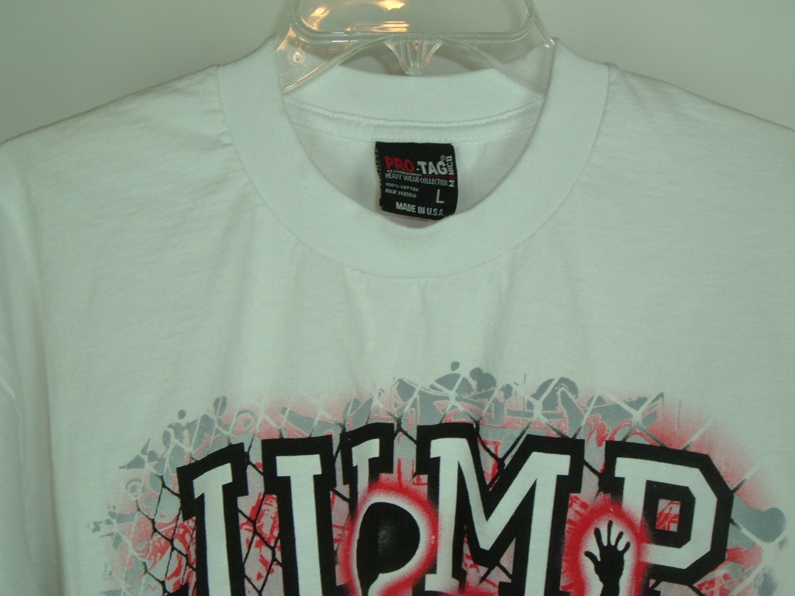 Vtg Tee Pro-Tag Jump High Basketball White Graphic T-Shirt SZ L street wear gallery