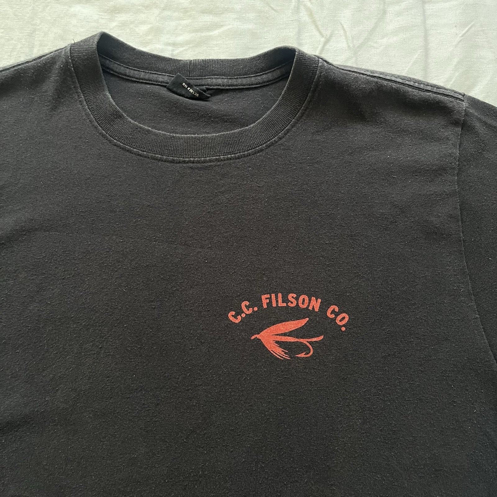 CC Filson Fly Fishing Tshirt Size Large Faded Black Made In USA gallery